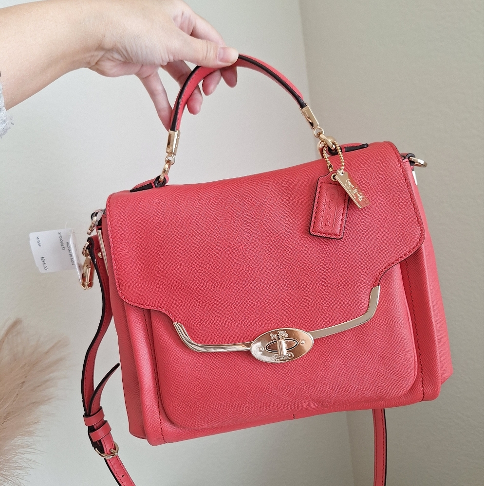 New  Coach Madison Sadie Flap Satchel  Rare